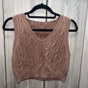 SHEIN Brown Cable Knit Sleeveless Top
